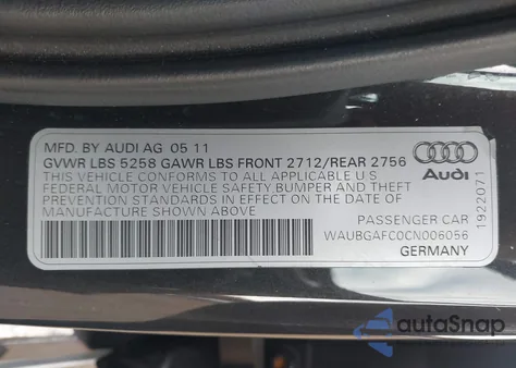 2012 Audi A6 3.0 Premium z USA, uszkodzony, nr VIN WAUBGAFC0CN006056